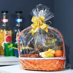 120 Packs Large Clear Cellophane Bags 14x20 18x24 24x30 Inches Jumbo Gift Basket Wraps Extra-large Clear Plastic Bags for Fruit Basket, Gift Wrap, Treats, Arts and Crafts, 120 pcs Pull Ribbon Bow Ties