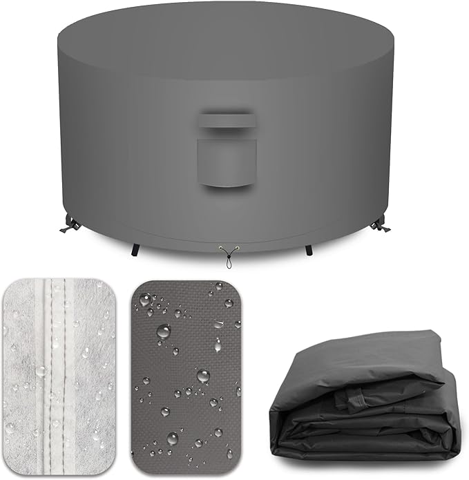 Heavy Duty Patio Furniture Covers Waterproof, 600D Round Outdoor Furniture Cover Waterproof for Sectional Sofa Couch, Outdoor Dining Table and Chair Set Covers 54"DIA x 28"H, Grey