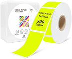1x2 inch Label Stickers Roll for Thermal Printer 500PCS Colored Removable Freezer Labels Waterproof Blank Sticker Labels to Write on for Food Containers and Jars, Fluorescent Yellow