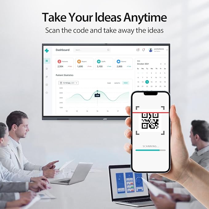 JAV Smart Board, 86'' 4K UHD Interactive Whiteboard, All in One Smartboard for Office, Digital Smart Whiteboard Built in Dual System and 13MP Camera for Classroom (Board Only)