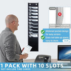 Oxford Time Card Rack 10 Slots Extra-Wide Wall-Mounted Organizer for Standard Time Cards, Prevents Jamming, Black Pocket Chart for Small Businesses, Offices, Retail