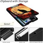 Clipboard with Storage, High Capacity Plastic Storage Clipboard with Low Profile Clip for Women Teachers Work, School & Office Supplies, Cute Pattern Decorative Clipboards, Moon Black cat