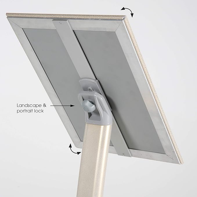 M&T Displays Curved Menu Board, 8.5x11 Pedestal Sign Holder White Pearlic Floor Standing Aluminum Front Loading Easy Open Poster Message Advertisement Holder For Restaurant Cafe Hotel