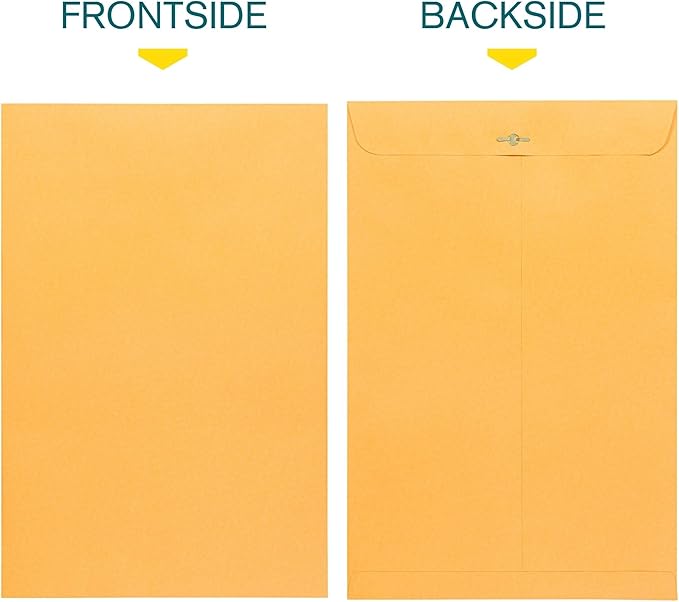 Clasp Envelopes - 10 x 15 Inch Brown Kraft Catalog Envelopes with Clasp Closure & Gummed Seal – 28lb Heavyweight Paper Jumbo Envelopes for Home, Business, Legal or School 10x15 15 Pack,