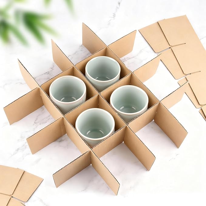 10 Set Moving Box Divider Kits, Short Cardboard Packing Dividers for Separating Fruit, Kraft Paper Box Inserts board Safe Shipping Supplies for Glass