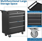 Heavy-Duty 4-Drawer Rolling Tool Chest with Locking System, Portable Tool Storage Cabinet with Wheels & Drawer Liners, Steel Tool Organizer Cart for Garage Workshop Tools, Black Finish