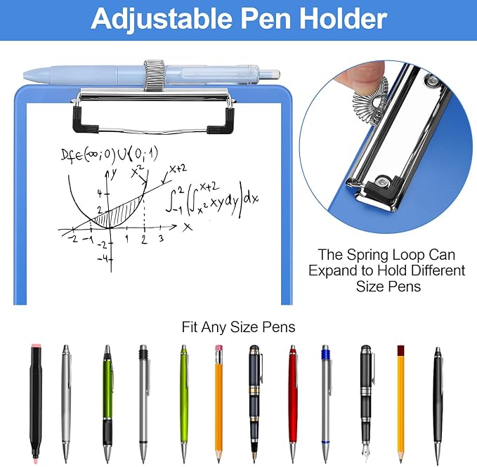 Small Clipboard with Storage, A5 Clipboards with Pen Holder, Half Letter Clip Boards 6x9 Mini Plastic Clipboard with Low Profile Clip for Classroom, School, Office Supplies (Blue)