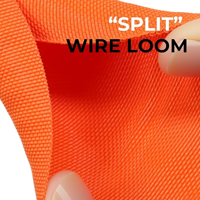 5/8 inch Split Braided Cable Management Sleeve for USB Cable Power Cord Audio Video Cable, Wire Loom Cord Protector from Cat Dog Chewing (Orange, 25FT)