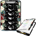Clipboard with Storage High Capacity Plastic Nursing Clipboards with Pen Holder File Folder Storage Box Clipboard with Heavy Duty Clips for Teacher,Doctor,Offices-Moon Wild Floral