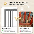 Freestanding Pet Gate with Door, Tall Dog Gate for House, Extra Wide, Pet Puppy Safety Fence, Support Feet Included, 120 Inch Wide, 6 Panels 32" Tall, Gray