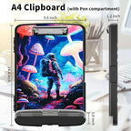 Clipboard with Storage High Capacity Plastic Nursing Clipboards with Pen Holder File Folder Storage Box Clipboard with Heavy Duty Clips for Teacher,Doctor,Offices-Astronaut Under Mushroom