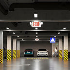 Gruenlich LED Combo Exit Sign, Emergency Light with 2 Adjustable Heads and Double Face, Back Up Batteries- US Standard Red Letter EXIT, UL 924 Qualified, 120-277 Voltage, 1-Pack