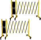 Industrial Expandable Barricade,Folding Security Gate Safety Barricade with Casters,Mobile Barrier Gate Outdoor,Adjustable Traffic Fence for Road Construction, Traffic Control,Pool (23FT)