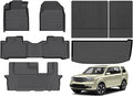 Hutisya-Floor Mats & Cargo Liner with Backrest Set Fit for Honda Pilot 2009-2015 All Weather Protection Anti-Slip & Durable TPE Full Set Liners Automotive Accessories-Black