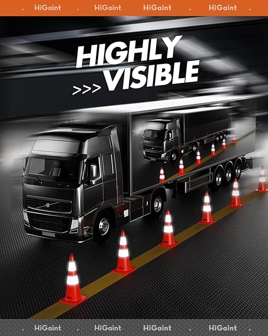 [48 Pack] HiGiant 28 inch Traffic Safety Cones with Reflective Collars, Sturdy Orange PVC Cones for Road Safety, Parking lot and Driving Training