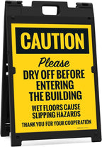 Caution Please Dry Off Wet Floor Sidewalk Sign Kit, 18x24 Inches, With A Frame Stand, Made in USA