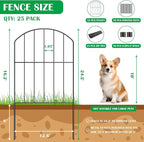 VANCASTLE Decorative Garden Fence 25 Panels, Total 26ft (L) x 24in (H) Rustproof Metal Wire Fencing Border Animal Barrier, Flower Edging for Landscape Patio Yard Outdoor Decor, Arched