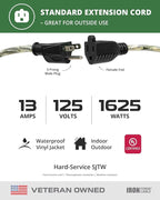 Iron Forge Cable Camo Outdoor Extension Cord 25 ft, 16/3 SJTW 25 Foot Camoflauge Exterior Extension Cord 3 Prong, Weatherproof Heavy Duty Power Cable for Outside, Deck, Landscaping, Lawn & Hunting