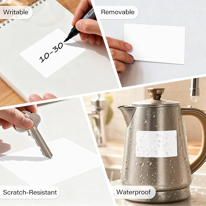 500 Pcs Rectangle Inventory Stickers Vinyl 3 × 5 Inch Moving Labels for Storage Bins Self Adhesive Color Coding Labels Waterproof Removable for Boxes Warehouse Classroom Office, White