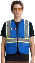 A-KSAFETY High Visibility Safety Vest for Men Women with Pockets and Zipper