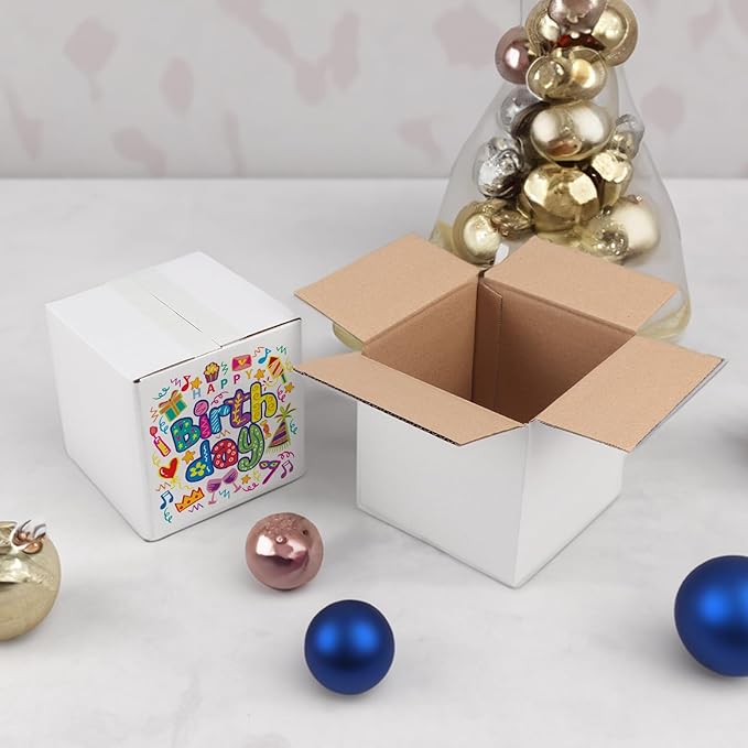 Hoikwo 6x6x6 Shipping Boxes Set of 25, White Corrugated Cardboard Box for Small Business for Packaging Mailing