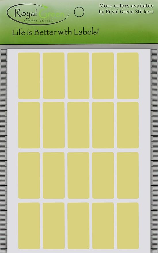 Royal Green Rectangular Color Coding Stickers in Pastel Yellow (40mm x 19mm) 1.57 inch x 0.75-1000 Pack