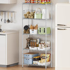 Storage Shelves,21.3"W*11.8"D*58.5"H Kitchen Wire Shelving Unit Loads 550LBS,5-tier Adjustable Metal Utility Shelf,Garage Shelves,Home Storage Rack for Kitchen,Laundry,Pantry and Closet,Chrome