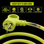 Masterplug 3ft Cord Reel, Retractable Extension Lead with Winding Handle, Safety Overload Circuit Breaker and Power Switch, 4x Grounded Outlets, 13amps, 14AWG Cable