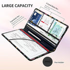 Premium Car Registration and Insurance Card Holder, Cute PU Leather Car Document Holder, Vehicle Glove Box Car Organizer with Magnetic Closure for Driver License, Cards Colorful Doodle Paws