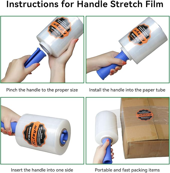 Stretch Film Shrink Wrap Roll - 5" x 1200' - 80 Gauge 600% Stretch Self-Adhering 5 inch Mini Plastic Wrap for Moving, Packing, Shipping, Furniture & Pallet Stabilization(12 Rolls)