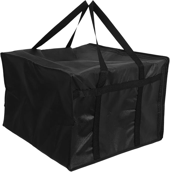 Large Capacity Insulated Pizza Bag with Double Zippers Lightweight Thermal Food Cooler for Hot and Cold Foods Portable Grocery Insulated Carry Bag