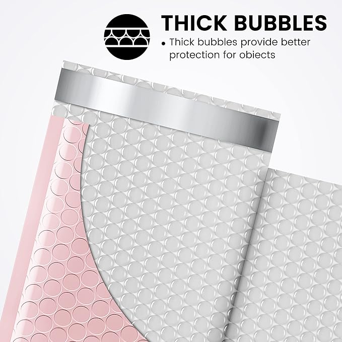Fuxury Bubble Mailers 4x8 Inch Light Pink 200 Pack Padded Envelopes Usable Size 4x7" Thick Mailing Envelopes Bubble Opaque Padded Mailers Shipping Bags for Mailing Jewelry Makeup Small Business#000