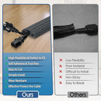 Floor Cord Cover for Wires on Floor Self Adhesive Cord Hider Floor Cable Management Wire Covers for Cords Protector Prevent Cable Trips Cord Cavity W 0.47" x H 0.27", Deep Gray Wood, 10Ft