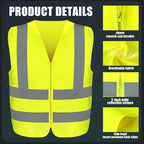 20 Pcs Reflective Safety Vest Yellow Reflective High Visibility Vest for Construction Work Men Women