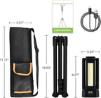 13200mAh Rechargeable Solar Work Light with Folding Stand Support and Portable Carrying Bag, 8000 Lumen Stepless Dimmable, 4 Lighting Modes, White/Warm/Warm White (Black(Remote))