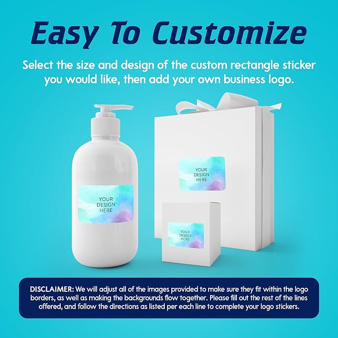 100 Custom Vinyl Stickers - Upload Your own Image, Text, Design, Logo - Personalized Logo Labels for Handmade, Packaging, Bottle, Jars, Candle, Brand Stickers (Sky Blue, 5x3)