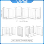 Vantas Folding Pet Gate 144" Wide, 30" Tall No-Assembly Metal Dog Gate, Freestanding Wire Pet Gate, Pet Puppy Safety Fence, Extra Wide with 2PCS Support - White