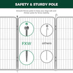 FXW Garden Fence Outdoor for The Yard – 40in(H) x 18.2ft(L) Heavy Duty Metal Animal Barrier for Dog and Rabbit, Decorative Dog Fence, 8 Panels, Silver