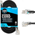 12/3 Black Oil Resistant Extension Cord 100 ft, SJTOW 12 Gauge Heavy Duty Extension Cord with 3 Prong, Black Electrical Cable Great for Farm, Ranch, Workshop - 15 AMP, US Veteran Owned Brand