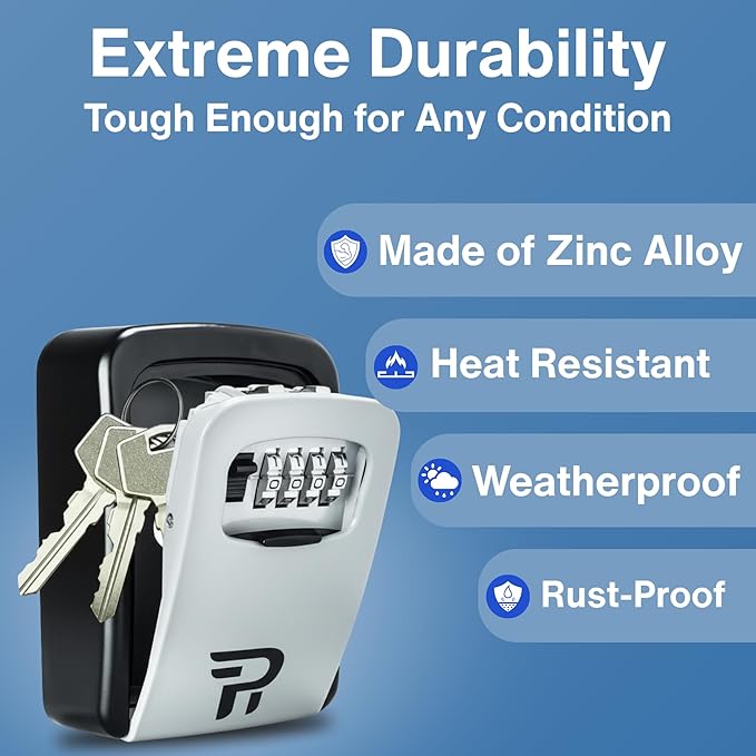 RUDY RUN Key Lock Box for Outside - Realtor Lockbox for House Keys Outdoor - Combination Key Hiders to Hide a Key Safe Storage