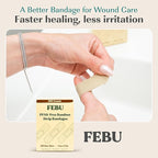 FEBU Bamboo Fabric Bandages | PFAS Free Flexible Fabric Bandages | Latex Free Bandage | Natural Hypoallergenic Bandage for Scrapes, Cuts & First Aid | 1in x 3in | 100 Count Pack