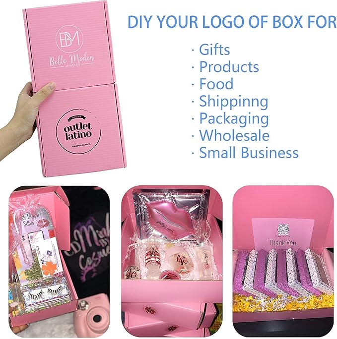 Small Pink Shipping Boxes for Small Business Pack of 25-6x6x2 inches Cardboard Corrugated Mailer Boxes for Shipping Packaging Craft Gifts Giving Products