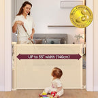 Momcozy Retractable Baby Gate, 33" Tall, Extends up to 55" Wide, Child Safety Baby Gates for Stairs, Doorways, Hallways, Indoor, Outdoor