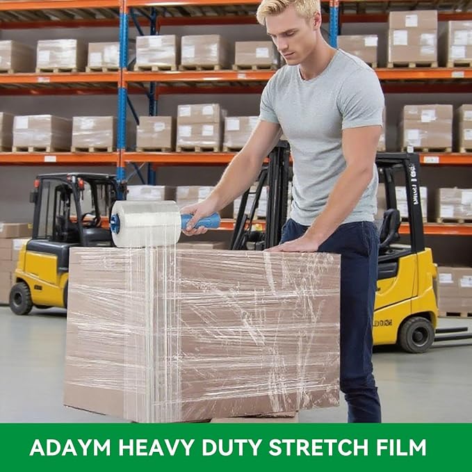80 Gauge Stretch Wrap Film - 5" x 1200' (12 Rolls) - Heavy Duty Plastic Wrap for Moving, Packing, Shipping & Pallet Stabilization 600% Stretch Self-Adhering Shrink Wraps for Furniture Protection