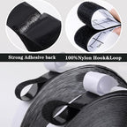 Navona 40Ft x 1Inch Hook and Loop Strips with Adhesive, Heavy Duty Self Adhesive Tape with Back, Strong Sticky Back Fastener Roll for Home, Office, School, Crafting, Black