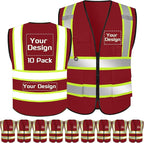 Custom Safety Vest with Logo Pockets High Visibility Reflective Vests Construction Security Workwear