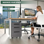3 Drawer Mobile File Cabinet Under Desk with Lock,Metal Small Rolling Filing Cabinet Storage for Home Office,Steel Cabinets on Wheels, Fully Assembled, Gray Wood Grain