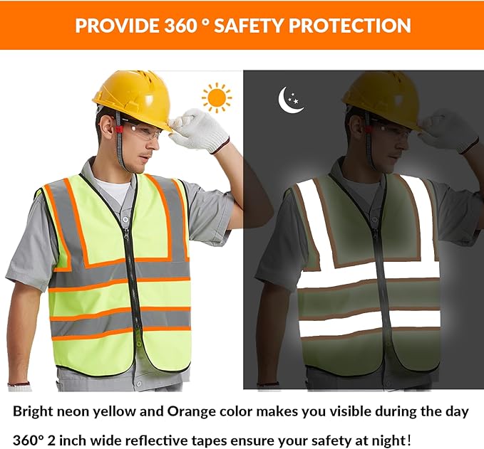 BeautyWill Custom Safety Vest Logo Class 2 High Visibility Reflevtive Vest Outdoor Protective Workwear