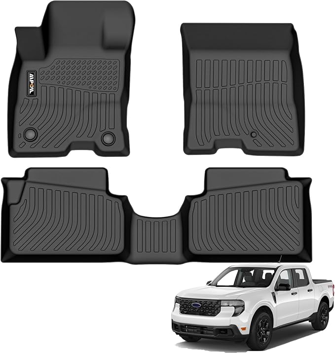 AIPOIL® Floor Mats for 2022-2025 2026 Ford Maverick Hybrid Fits 1st & 2nd Row TPE All Weather Anti-Slip Floor Liners Full Set Custom Car Mats Accessories, Black