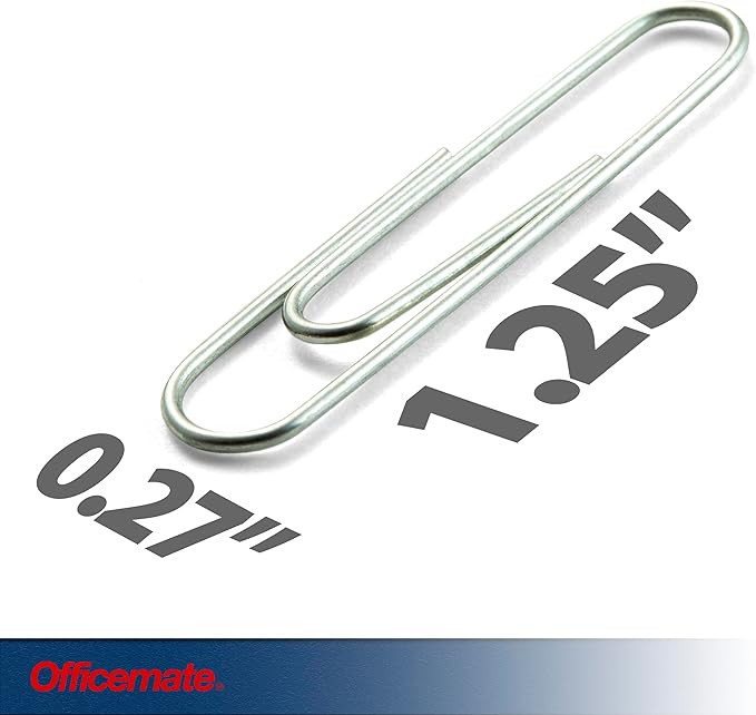 Officemate Premium #1 Paper Clips, 1,000 Paper Clips (10 Boxes of 100 Each) (99916) , Silver